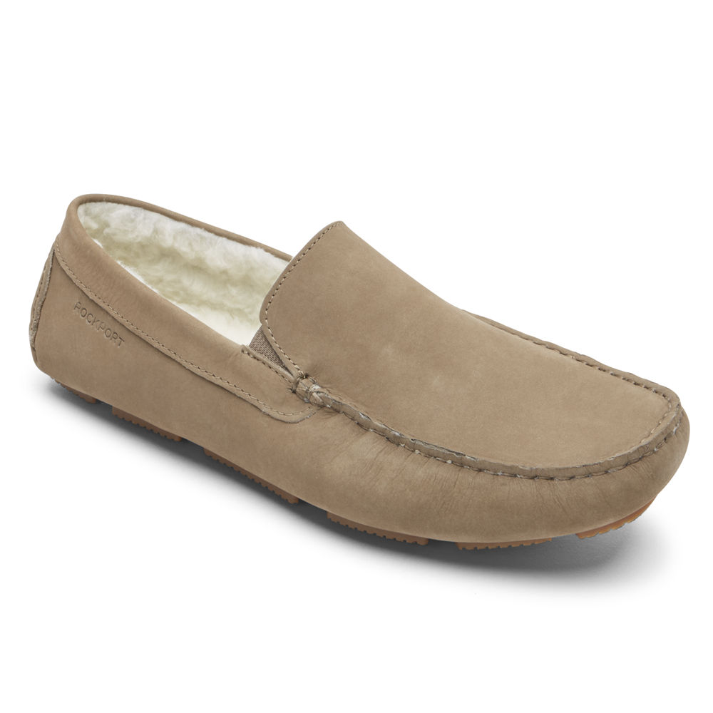 rockport men's rhyder leather slippers